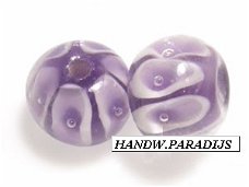 Lampwork Glas Bead 10mm Purple Per Stuk