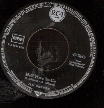 Jim Reeves - He'll Have to Go - C&W - vinylsingle - 1