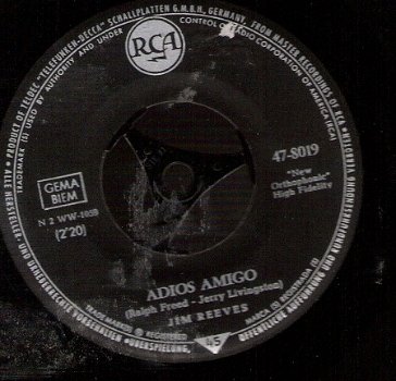 Jim Reeves - Adios Amigo - C&W - vinylsingle - 1