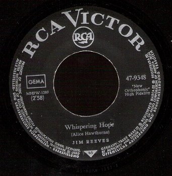 Jim Reeves - Whispering Hope - C&W - vinylsingle - 1