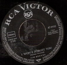 Jim Reeves -  I Won't Forget You -  Jim Reeves -  I Won't Forget You -  C&W -  vinylsingle- C&W -  v