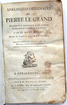 Anecdotes Or. de Pierre le Grand 1787 Peter de Grote Rusland - 2