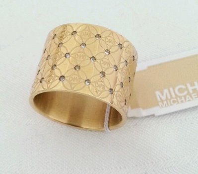 Echte singn. Michael Kors ring edelstaal verguld, met certificaat, maat 18 - 1