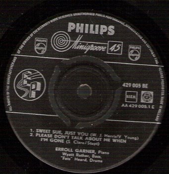 Errol Garner /EP Sweet Sue, Just You & Please don't talk about_ Help Lovin' /EP JAZZ - 1