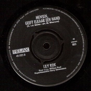 Lily Kok - Mensen Geef Elkaar een Hand -1967-single vinyl - 1