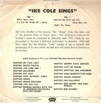 Ike Cole – Sings -EP Ike Cole Sing-1957 (broer van Nat Cole) - 2