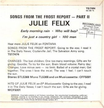 Julie Felix: Songs from “The Frost Report”pt 2 -EP 1967 - 2