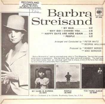 Barbra Streisand – My Man - vinyl EP 1965 - 2