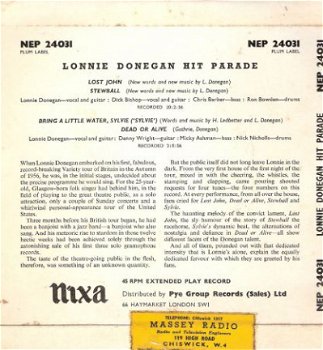 Lonnie Donegan – Hit Parade - Ep -1956 SKIFFLE - 2