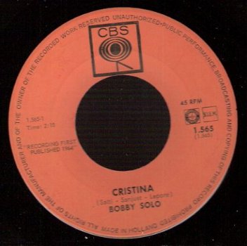 Bobby Solo - Christina - Ora che sei gia -1964 - ITALY - 1