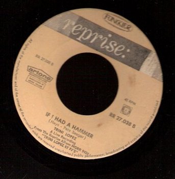 Trini Lopez -America - If I Had A Hammer -vinyl single - 1