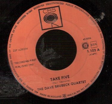 Dave Brubeck Quartet - Take Five - Blue Rondo A La Turk-1962 single - 1