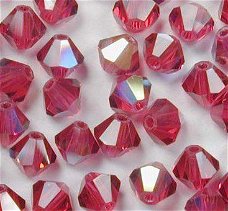 Swarovski 5301 Ruby AB 6mm 5 Stuk