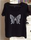 T shirt met vlinder in zilver - 1 - Thumbnail