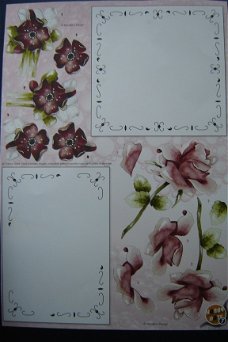 7 Borduur + 3d plaatje knipvel / bloemen