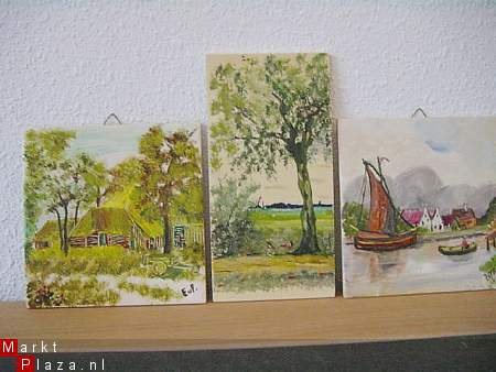 Drie schilderij tegeltjes EvF - 1