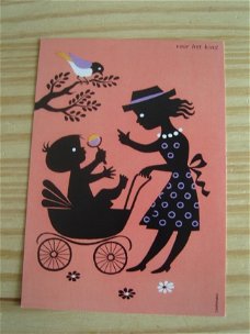 Kinderpostzegels kaart moeder met kind in kinderwagen