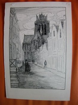 Straat in Dordrecht - W.L. Ruttenberg 1859-1921 - 1