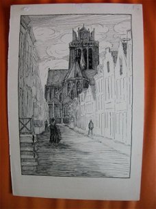 Straat in Dordrecht - W.L. Ruttenberg 1859-1921