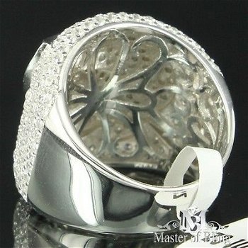 Zware ring mt 17,5 echt sterling zilver, bomvol zuivere kristalstenen die lijken op diamanten - 4