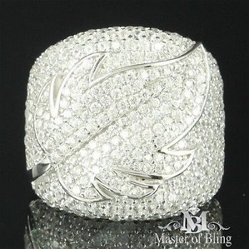 Zware ring mt 17,5 echt sterling zilver, bomvol zuivere kristalstenen die lijken op diamanten - 5