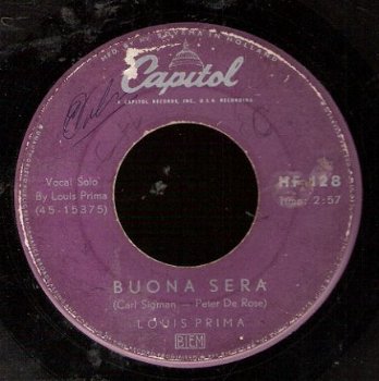 Louis Prima - Buona Sera - Oh Marie -single jaren 50 - 1