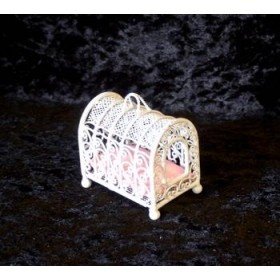 wit metalen bench voor hond of kat poppenhuis - nr. 1