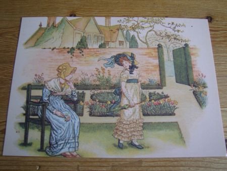 kunst kaart Kate Greenaway illustratie van The Gaudy Flower - 1