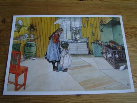 kunst kaart Carl Larsson; De keuken - 1