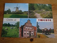retro kaart Groeten uit Twente