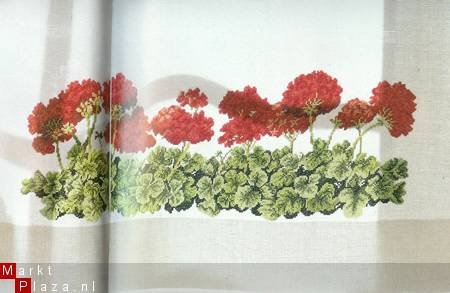 borduurpatroon 4401 gordijn met geraniums - 1