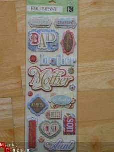 K&Company adhesive chipboard family words