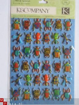 K&Company adhesive rough&tumble bugs pillow stickers - 1