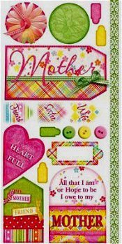 SALE Cardstock stickervel Mother's Heart 15 X 33 cm Bo Bunny - 1