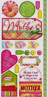 SALE Cardstock stickervel Mother's Heart 15 X 33 cm Bo Bunny