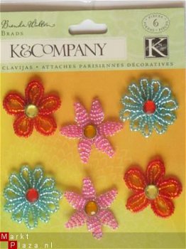 K&Company Brenda Walton mira beaded flower brads - 1