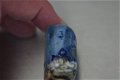 Handgemaakt blauw aquarium van glas aan suede koord NIEUW. - 2 - Thumbnail