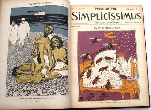 Simplicissimus 1907-12 Satire Humor verzamelband + H. Zille - 6