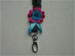 ** Gehaakt keycord polkadot (grijs/aqua/fuchsia) - 1 - Thumbnail