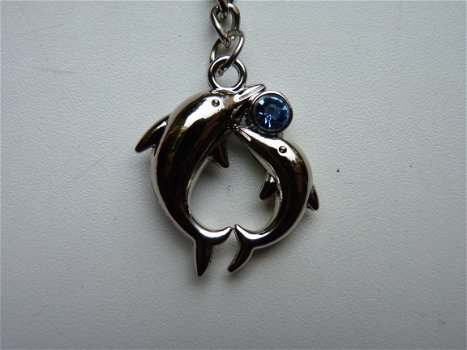 Sleutelhanger / tashanger dolfijnen (blauw) - 1