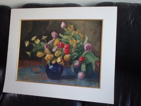 Bloemen o.a. Tulpen in vaas - Georg Pletser 1871-1942 - 4