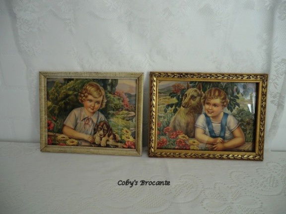 Twee nostalgische prenten in lijst - nr. 1