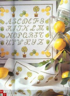 borduurpatroon 4462 citroenen,alfabet,bies,placemat