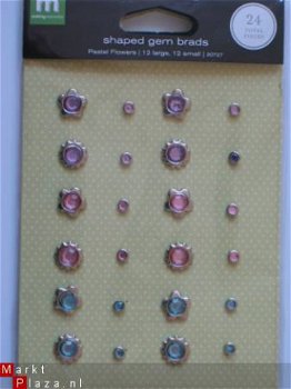 making memories shaped gem brads flower pastel - 1