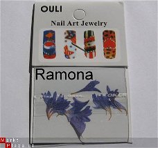 Blauw / Paars Droog bloemen dried flower gel acryl nail art