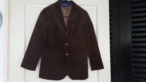Polo Ralph Lauren donker bruin rib colbert jasje maat 140 - 1