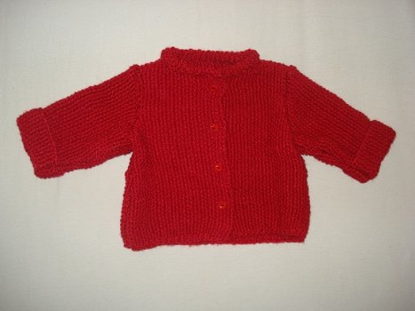 Rood gebreid vest/jasje maat 68/74 nieuw - 1