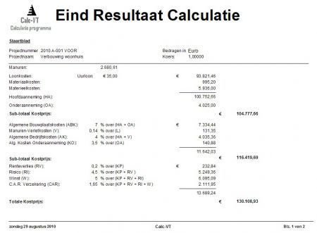 Calculatieprogramma Calculatiesoftware Nagenoeg Gratis !! - 4