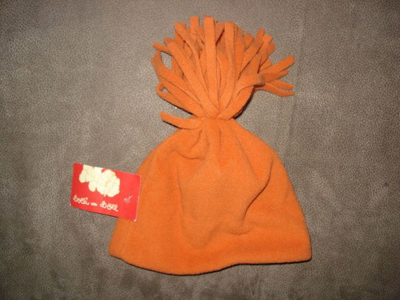 Bruine fleece muts maat 7-12 mnd merk: Dolli von Doll nieuw - nr. 1