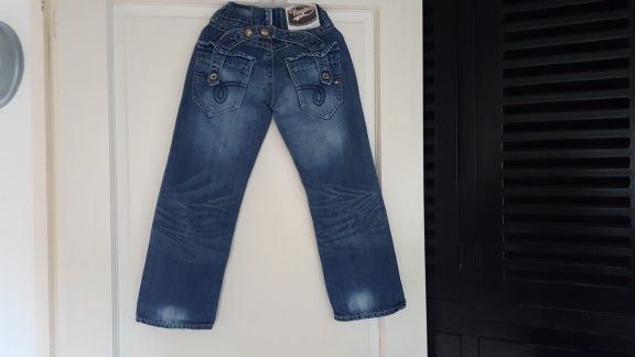 Vingino spijkerbroek jeans maat 122/7 met stoere gespen - 3